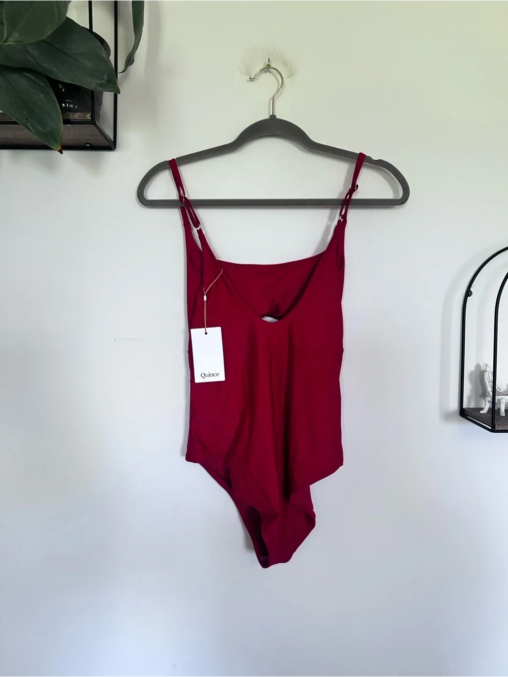 NWT Quince Cherry Red Italian Cut Out One-Piece Swimsuit Size Large